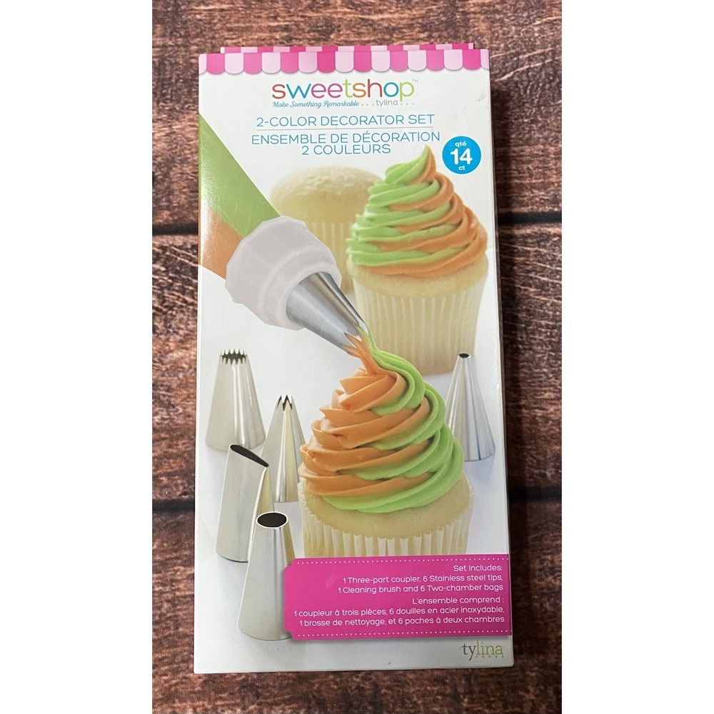 Sweetshop 2 Color Decorator Set (14 PC) New Includes Coupler, Tips, Brush & Bags